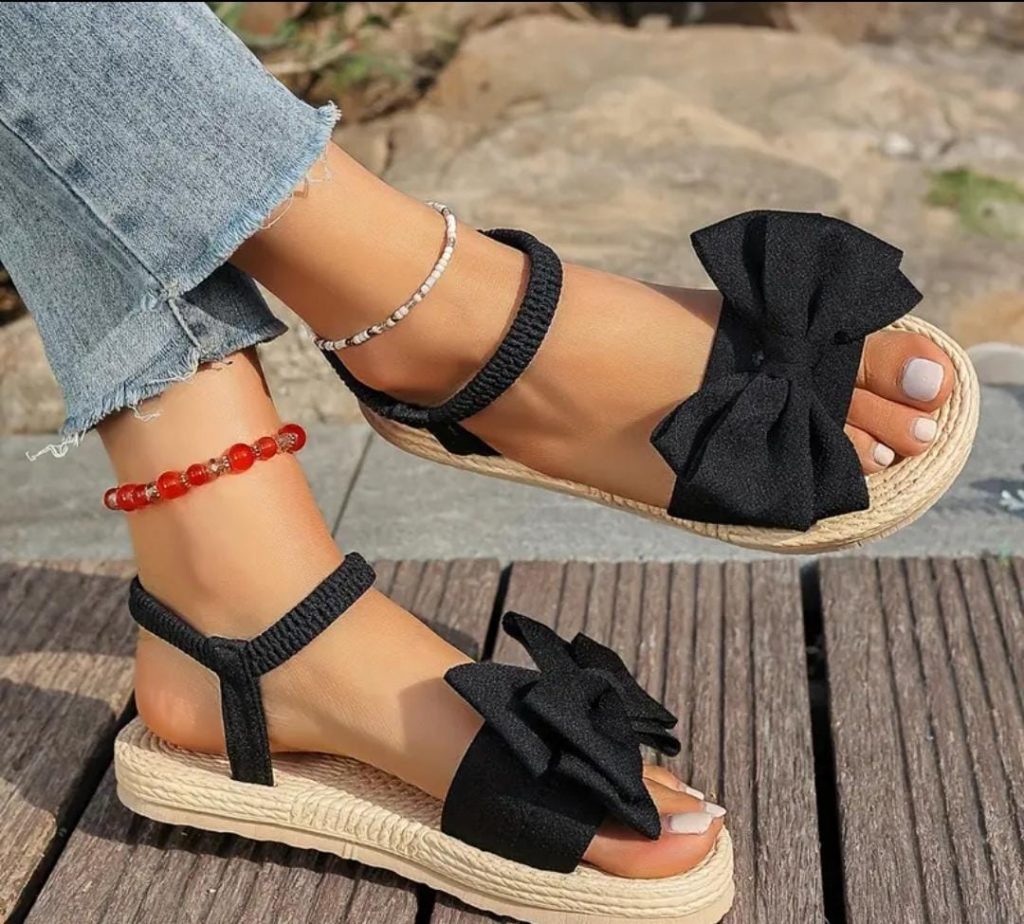 Black Bow Sandals